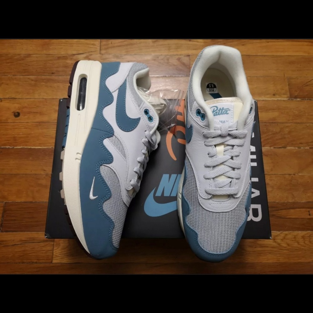 🔥 SIZE 7 - Air Max 1 Patta Waves Noise Aqua (with Bracelet) DH1348-004 Men's